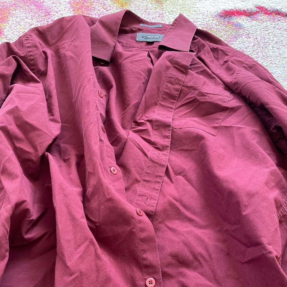 Burgundy button down